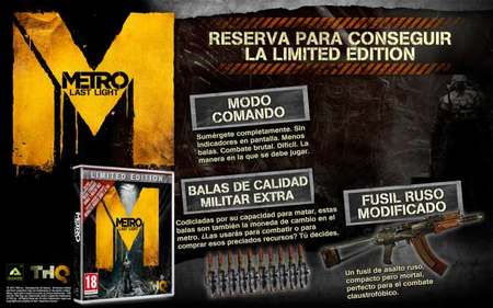 THQ confirma el lanzamiento de la Edición Limitada del 'Metro: Last Light' y sus contenidos
