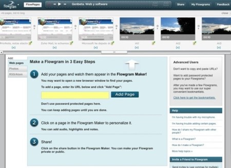 Flowgram, pase de diapositivas de sitios web e imágenes
