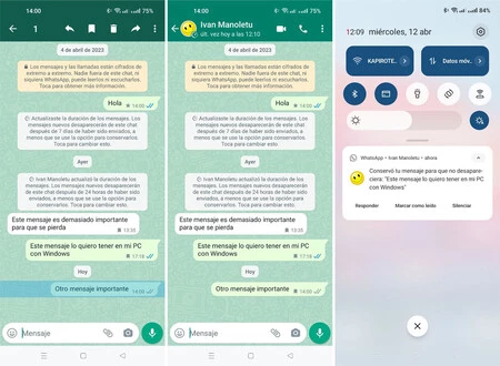 メッセージを保存すると、その作成者に通知が送信されます