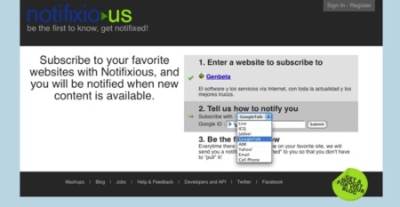 Notifixio.us, notificaciones de contenidos nuevos de nuestras webs favoritas
