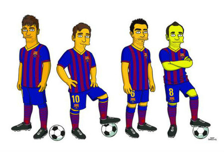 Messi, Xavi, Iniesta y Neymar se "Simpsonizan"