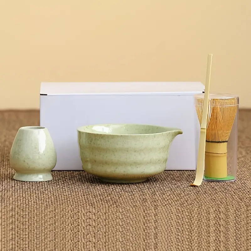 Juego de té Matcha de cerámica - 5 piezas, kit tradicional japonés 