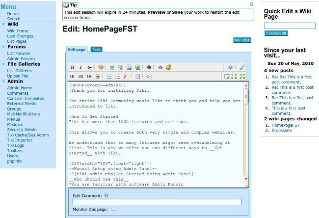 Edición con Tiki Wiki