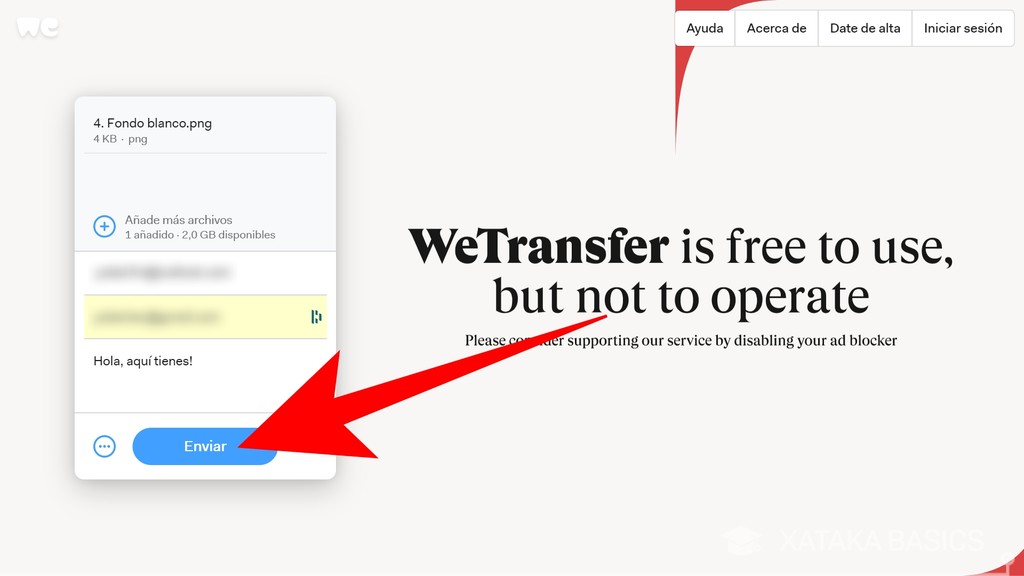 Cómo enviar un archivo por WeTransfer