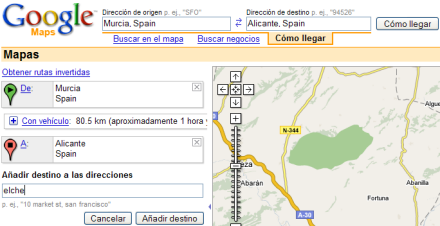 Rutas en Google Maps con múltiples destinos