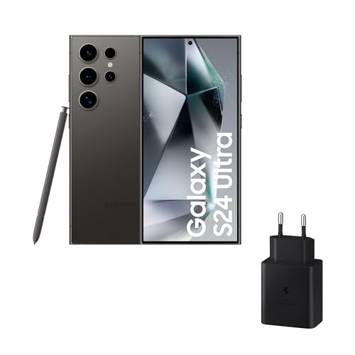 SAMSUNG Galaxy S24 Ultra y Cargador 45W, Teléfono Móvil con IA, Smartphone Android, 12 GB RAM, 512 GB Almacenamiento, Cámara 200MP, S Pen, Batería Larga Duración, Negro Titanium (Versión Española)