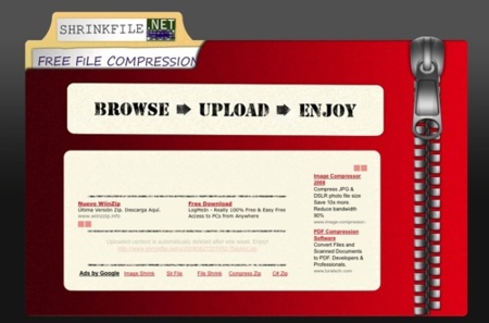 ShrinkFile, compresor online de archivos .zip
