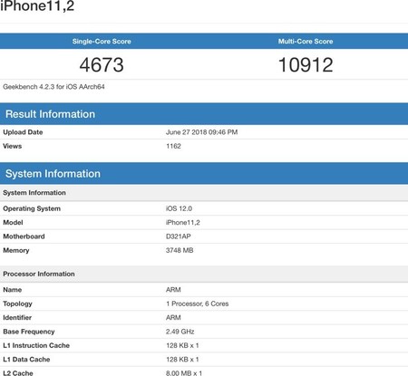 Aparecen benchmarks de un supuesto iPhone con procesador 'A12'