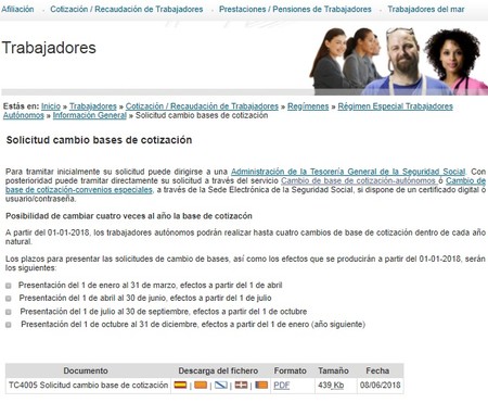 Cambio Base Cotizacion Mod045