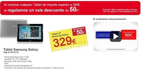 50 euros de descuento en Carrefour si compras una tablet de más de 200