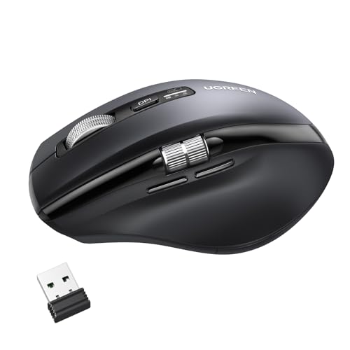 UGREEN Mouse Inalámbrico 2.4G & Bluetooth, Ratón Ergonómico de 5 Botones