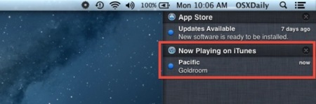 Muestra en el Centro de Notificaciones lo que estás escuchando en iTunes