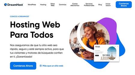Captura de pantalla de la web de DreamHost