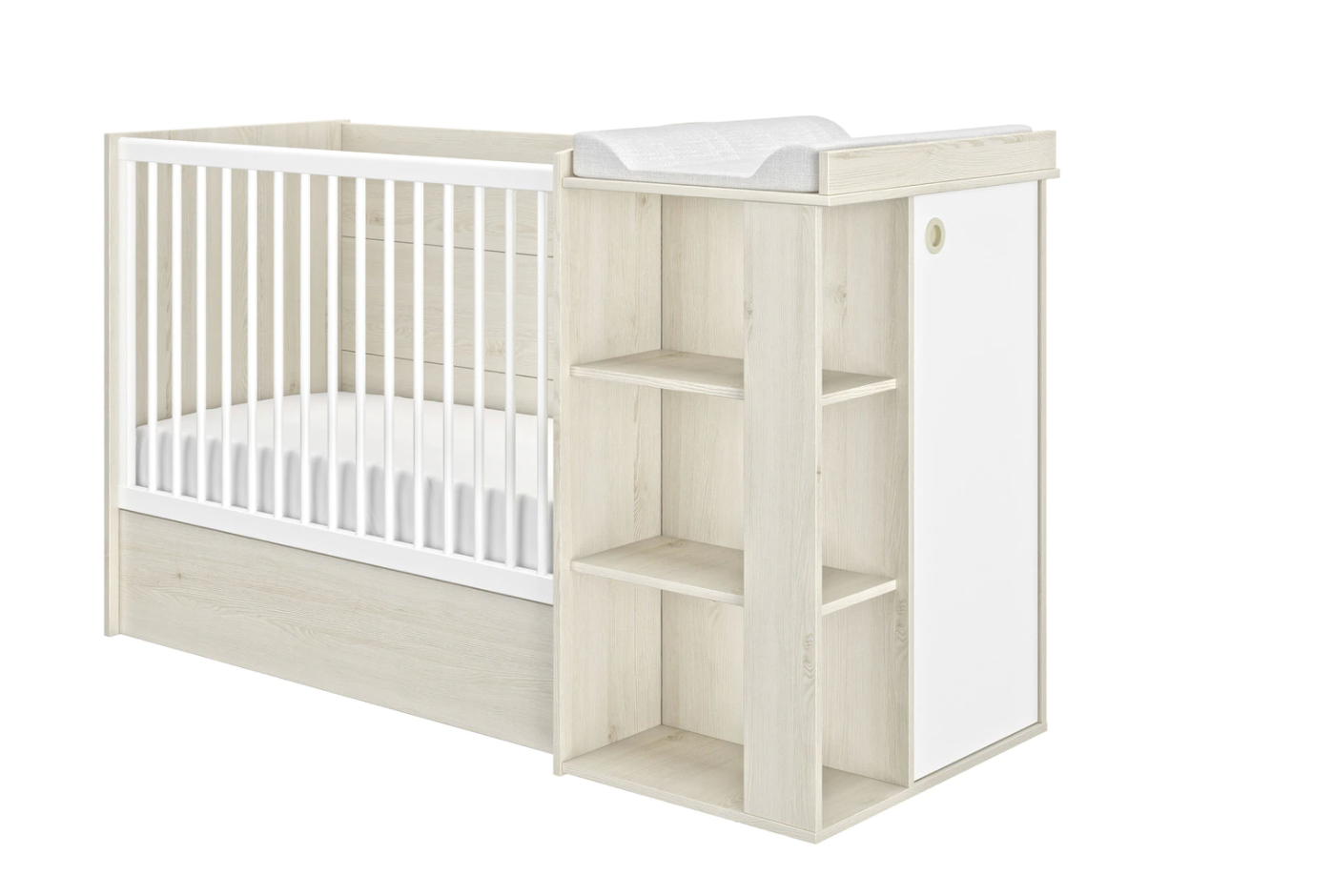 Cuna convertible (60 x 120 cm.) Galipette Romeo compacta pino claro/blanco
