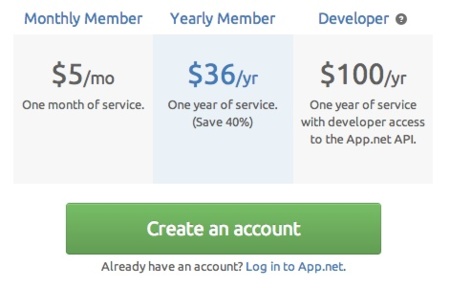 App.net cambia sus planes de precios: 5 dólares mensuales o 36 dólares anuales para los nuevos usuarios
