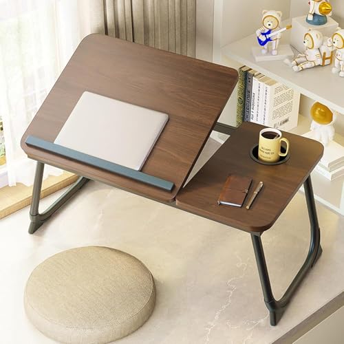 Escritorio portátil para Cama sofá,mesa de cama para laptop con patas plegables y ranura para taza