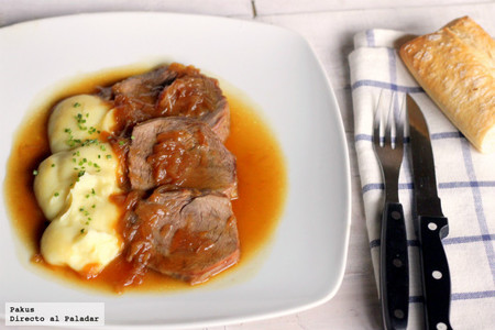 Rabillo de ternera con salsa de ostras. Receta