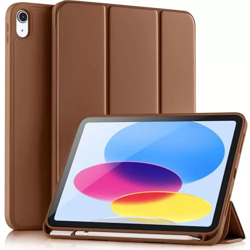Vobafe Funda para iPad (A16) 11ª Generación 2025 11 Pulgadas/iPad 10ª Generación 2022 10,9 Pulgadas, Parte Trasera de TPU Flexible con Ranura de Lapiz, Marrón