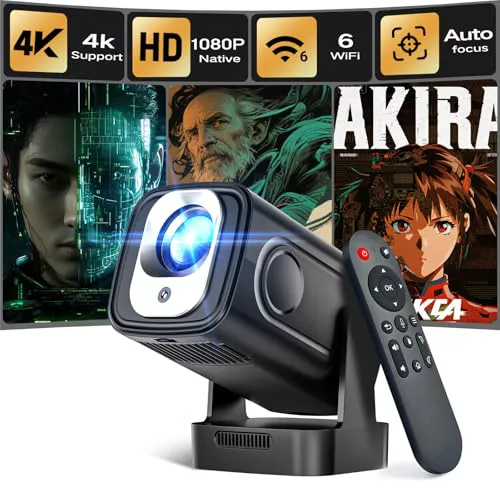 Alwtniet Mini Proyector 4K, 1080P Proyector Portátil Android WiFi 6 BT 5.4, 260ANSI