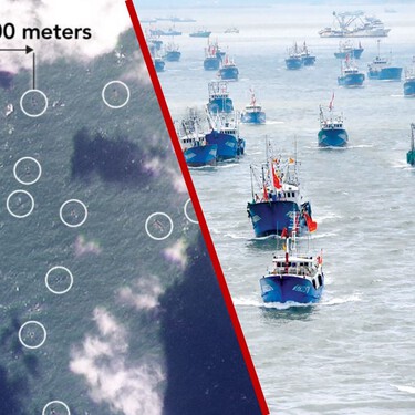 Las imágenes desde el espacio no dejan lugar a dudas: China concentró miles de barcos pesqueros frente a Japón. Y no estaban allí para pescar