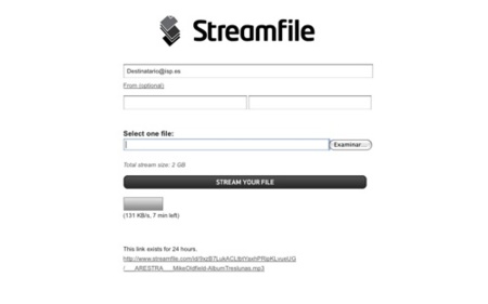 Streamfile, envía archivos de hasta 2 GB vía web
