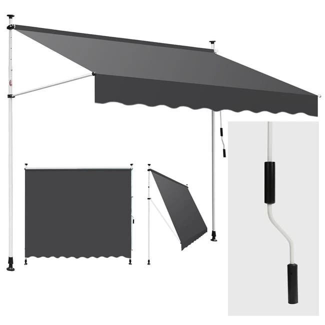 Toldo retráctil resistente al agua y a los rayos UV, 2 m, gris puro
