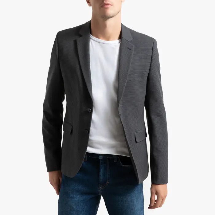 Chaqueta de traje entallada, con motivo de pata de gallo