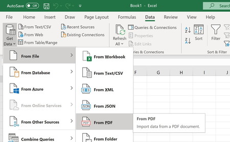 Microsoft Excel ya puede importar datos y tablas directamente desde archivos PDF