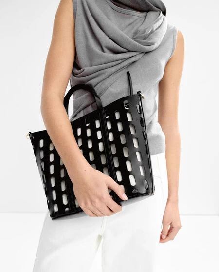 Bolso De Mano Estilo Tote Convertible A Bandolera Con Neceser Extraible En Liso