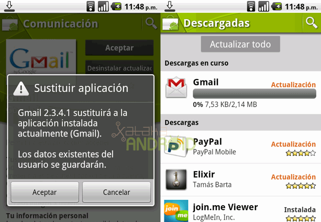Actualización Gmail 2.3.4.1