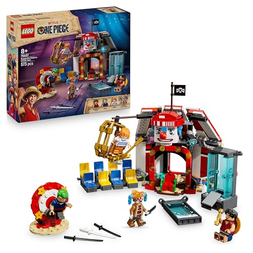 LEGO One Piece Carpa de Circo de Buggy el Payaso - Juego Interactivo con 4 Minifiguras Inc. Luffy, Nami y Zoro - 2 Pósters de Se Busca - Regalo de Anime para Niños, Niñas y Fans de 8+ Años 75637