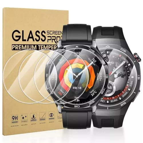 Diruite 4 Piezas Protector Pantalla para HUAWEI Watch GT 5 Pro/GT 5 46mm/GT 4 46mm Cristal Templado HD Protector Reloj