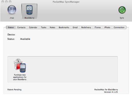 PocketMac for BlackBerry, sincronización con Mac OS X