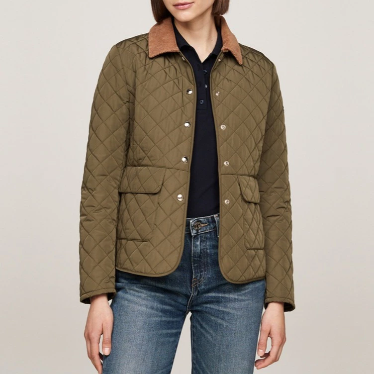 Tommy Hilfiger Abrigo de mujer acolchado y con cierre de botones