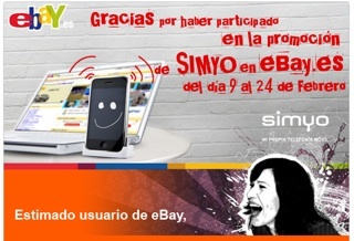 simyo ya ha enviado los códigos eBay