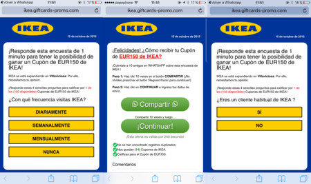 Cazadores de Fakes: no, el WhatsApp de Ikea con el cupón de 150€ no es real sino un timo