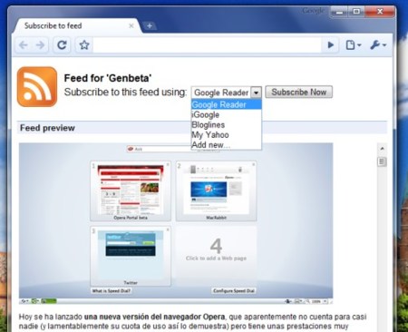 Google Chrome pronto tendrá soporte para feeds RSS