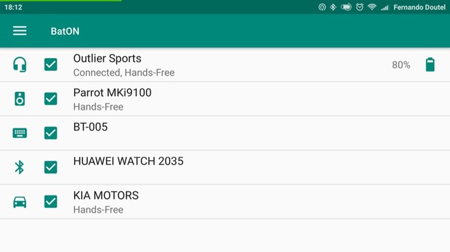 BatON, nivel de batería en Android