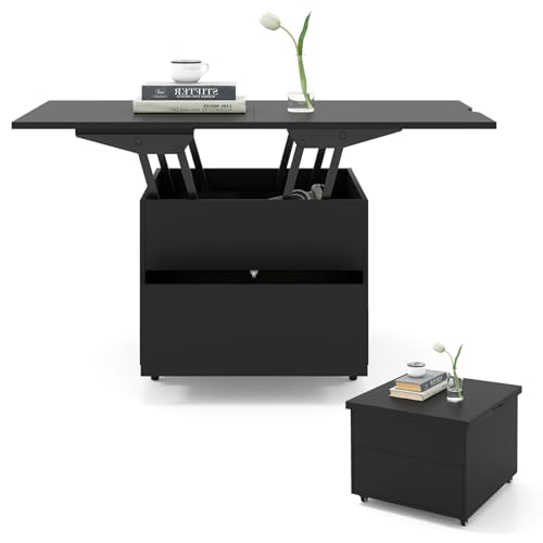 COSTWAY Mesa de Centro Elevable, 3 en 1 