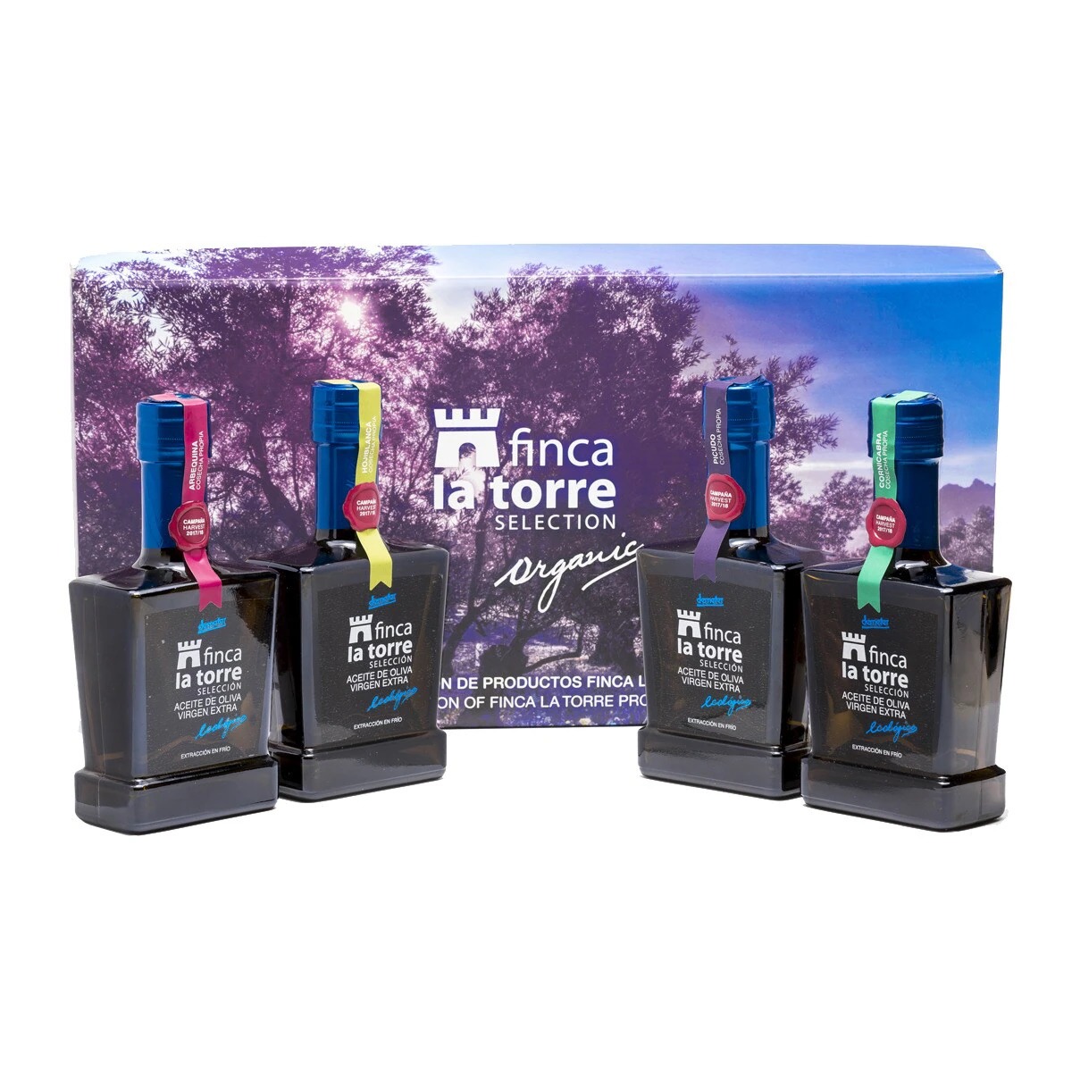 Estuche 4 botellas de aceite de oliva virgen extra Finca La Torre.