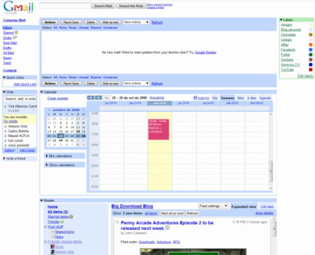 Scripts de Greasemonkey para integrar Google Calendar y Google Reader en Gmail