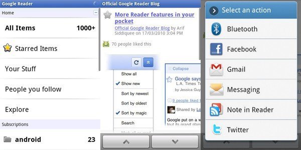 Google Reader llega a Android en forma de aplicación