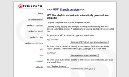Pediaphon, los artículos de la Wikipedia convertidos en audio