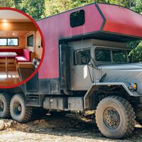 De camión militar de seis ruedas a camper extrema todoterreno: 11 metros, motor diésel de 8,3 litros, casi 1.000 litros de agua y dos camas gigantes
