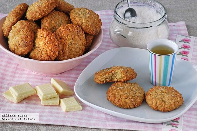 Receta de galletas de avena y chocolate blanco con flor de sal