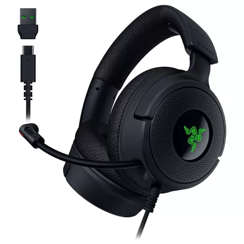 Razer Kraken V4 X - Wired PC Gaming Headset (Triforce 40mm Drivers, Retractable Cardioid Mic, 7.1 Surround Sound, Chroma RGB, for PC - Console & Phones Via USB-C) Black