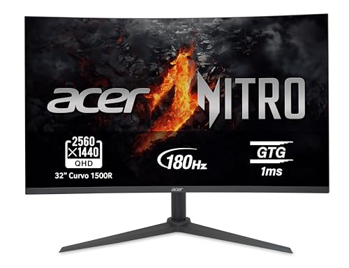 Acer Nitro XZ320QU S3 - Monitor Gaming 31,5" WQHD 180 Hz (80 cm, 2560x1440, 16:9, 250 Nits, Tiempo de Respuesta 1ms VRB, AMD FreeSync, 2xHDMI 2.0/1xDP 1.4) Monitor PC Gaming, Negro
