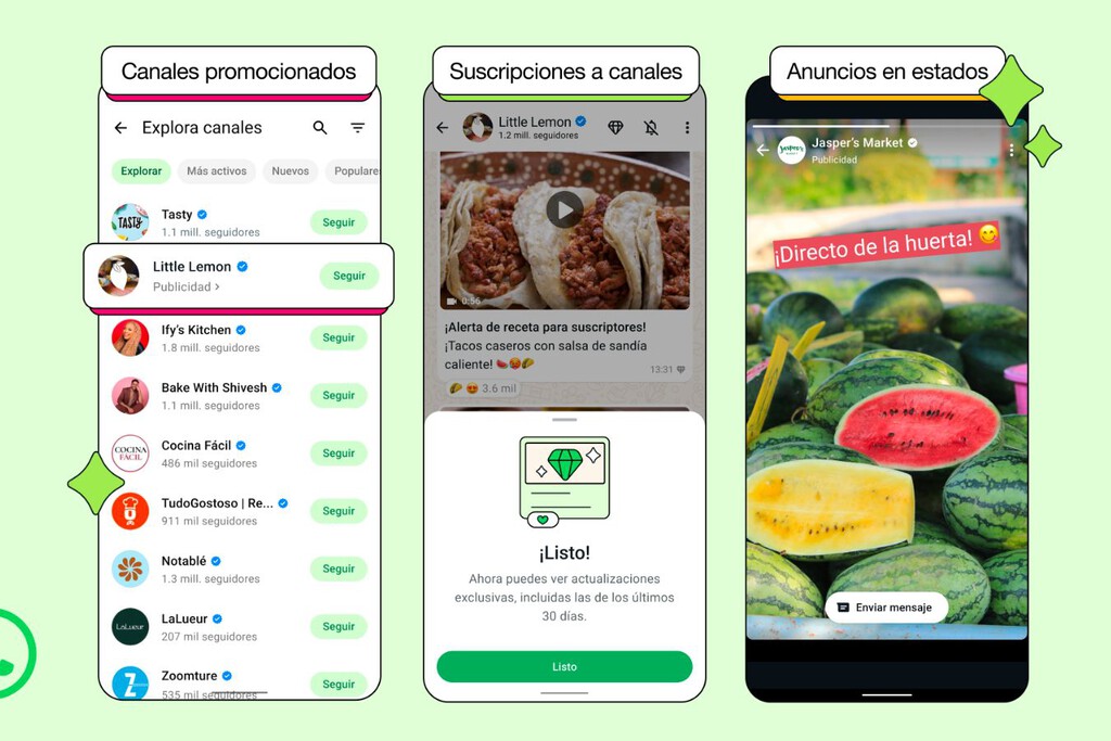 WhatsApp se actualiza para permitir publicidad y suscripciones en la pestaña Novedades: así son las tres funciones nuevas 