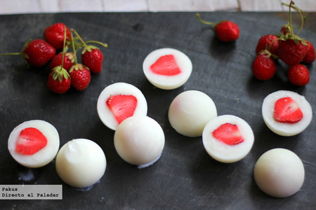 Receta de mini bombones helados de fresa y yogur