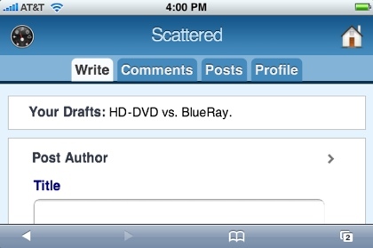Panel de Wordpress optimizado para iPhone e iPod Touch